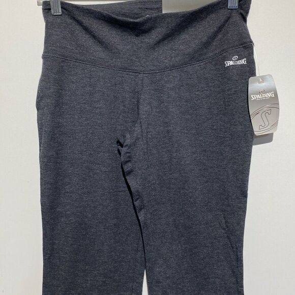 Spalding Women's Charcoal Heather True To The Game Yoga Crop Leggings Small NWT - Picture 1 of 7